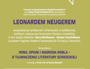 Wykład otwarty "Wino, opium i nagroda Nobla - o tłumaczeniu literatury szwedzkiej"